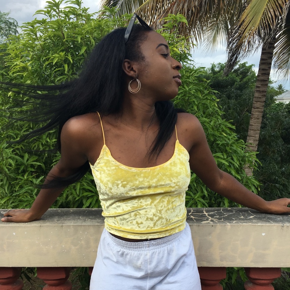 H&M Yellow Velvet Top